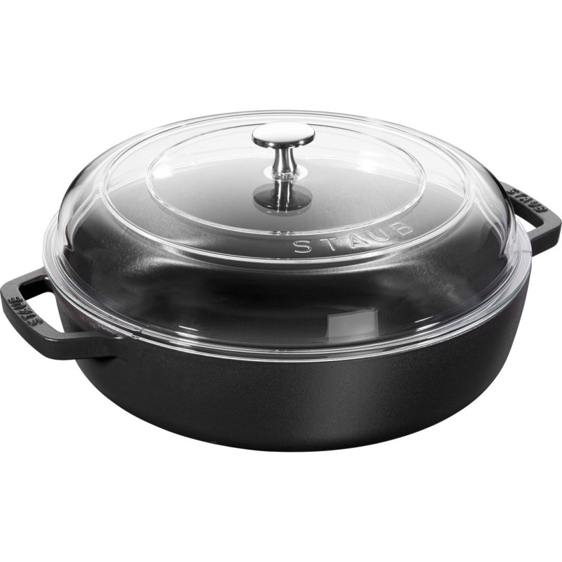 Patelnia żeliwna z dwoma uchwytami i pokrywką Staub - 28 cm, Czarny Patelnia żeliwna z dwoma uchwytami i pokrywką Staub - 28 cm, Czarny