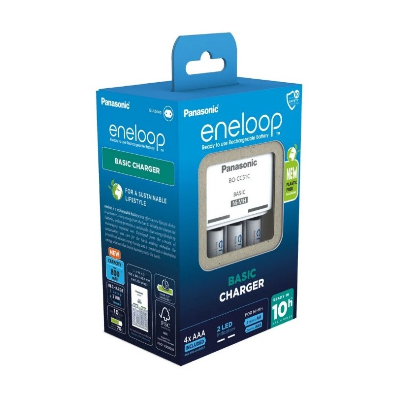 ŁADOWARKA PANASONIC BASIC + 4x AAA ENELOOP 800 mAh ŁADOWARKA PANASONIC BASIC + 4x AAA ENELOOP 800 mAh