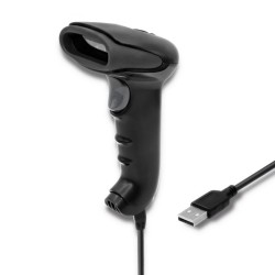 Qoltec 50866 Laserowy czytnik kodów kreskowych 1D | CCD | USB | Czarny