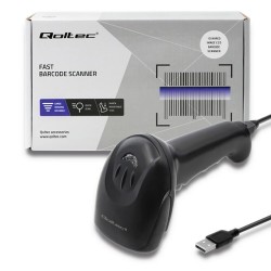 Qoltec 50866 Laserowy czytnik kodów kreskowych 1D | CCD | USB | Czarny