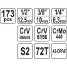 Zestaw kluczy nasadowych 1/2"1/4"3/8 "173szt YT-38931 YATO
