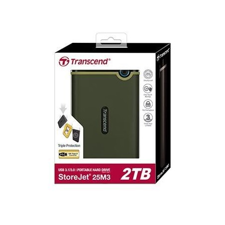 Transcend StoreJet 25M3G zewnętrzny dysk twarde 2 TB 2.5" Micro-USB B 3.2 Gen 1 (3.1 Gen 1) Zielony