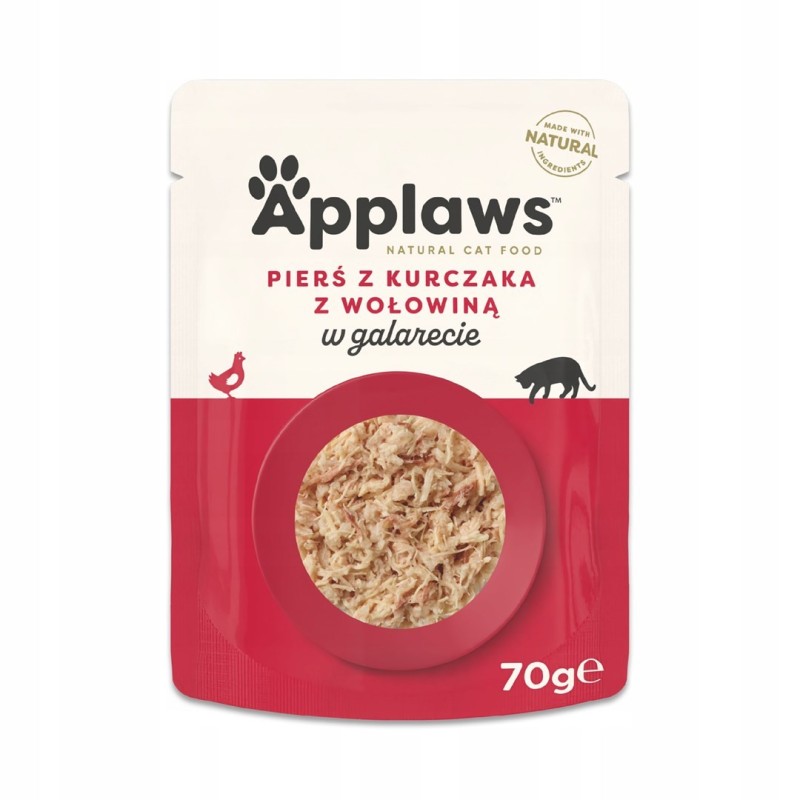 APPLAWS CAT Kurczak z Wołowiną w galaretce - karma dla kota w saszetce - 70g APPLAWS CAT Kurczak z Wołowiną w galaretce - karma dla kota w saszetce - 70g