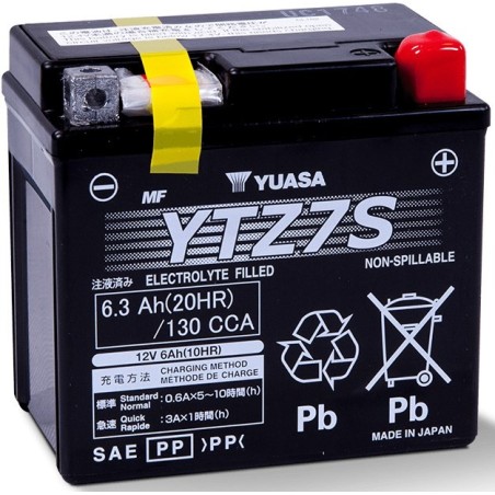 Akumulator AGM/Rozruchowy YUASA 12V 6 3Ah 130A P+ Bezobsługowy 113x70x105mm Uruchomiony YTZ7S pasuje do: APRILIA RS4 ARCTIC CAT
