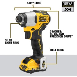 DeWALT DCF801D2-QW wkrętak zasilany/zakrętark udarowy