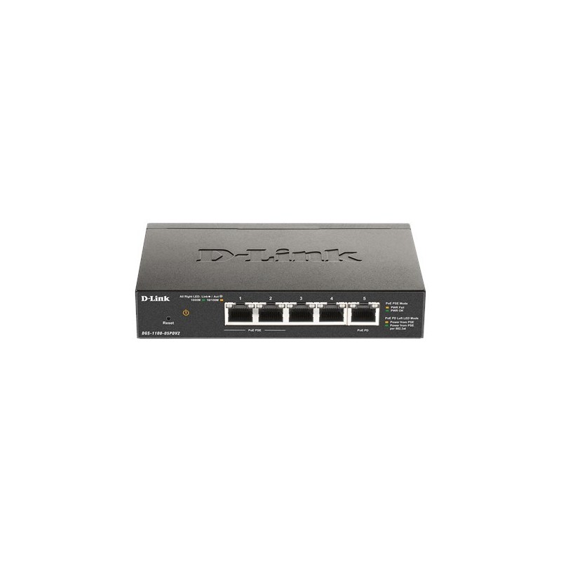 D-Link DGS-1100-05PDV2 łącza sieciowe Zarządzany Gigabit Ethernet (10/100/1000) Obsługa PoE Czarny D-Link DGS-1100-05PDV2 łącza sieciowe Zarządzany Gigabit Ethernet (10/100/1000) Obsługa PoE Czarny