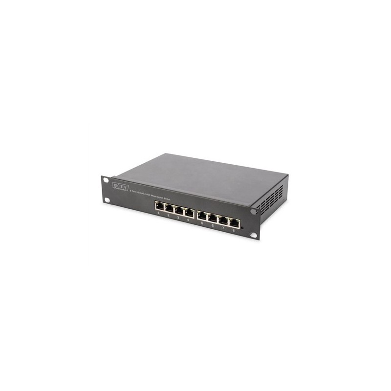 Przełącznik sieciowy niezarządzalny 10" 8x RJ45 10/100/1000 Mb/s