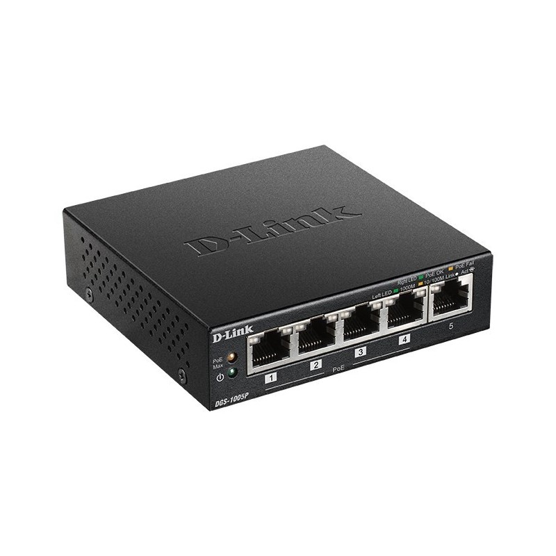 D-Link DGS-1005P/E łącza sieciowe Nie zarządzany Gigabit Ethernet (10/100/1000) Obsługa PoE Czarny D-Link DGS-1005P/E łącza sieciowe Nie zarządzany Gigabit Ethernet (10/100/1000) Obsługa PoE Czarny