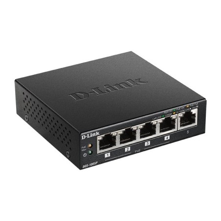 D-Link DGS-1005P/E łącza sieciowe Nie zarządzany Gigabit Ethernet (10/100/1000) Obsługa PoE Czarny