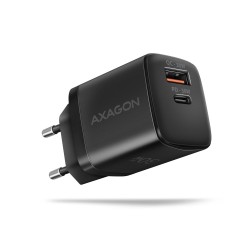Axagon ACU-PQ30 Ladegerät QC3.0, 4.0/AFC/FCP/PPS/Apple+ PD USB-C, 30W - schwarz - Kompaktes Ladegerät - 1x USB-C und 1x USB-A