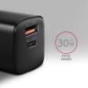 Axagon ACU-PQ30 Ladegerät QC3.0, 4.0/AFC/FCP/PPS/Apple+ PD USB-C, 30W - schwarz - Kompaktes Ladegerät - 1x USB-C und 1x USB-A