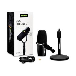 Shure MV7+-K-BNDL - mikrofon lektorski/wokalny ze złączem XLR/USB-C, czarny + statyw biurkowy GATOR