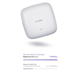 D-Link DAP-2682 Nuclias Connect Wireless AC2300 Wave 2 Dwuzakresowy punkt dostępowy PoE - 2,4 GHz - 5 GHz - 1700 Mbit/s -
