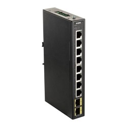 Przemysłowy gigabitowy przełącznik niezarządzalny D-Link z 2 gniazdami SFP - szyna DIN