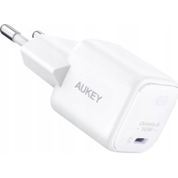 AUKEY ŁADOWARKA SIECIOWA GAN USB-C, PD 30W, BIAŁA
