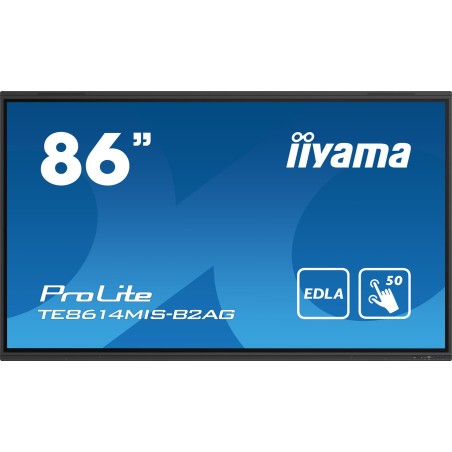 iiyama PROLITE TE8614MIS-B2AG Płaski panel Digital Signage 2,18 m (86") LCD Wi-Fi 435 cd/m2 4K Ultra HD Czarny Ekran dotykowy