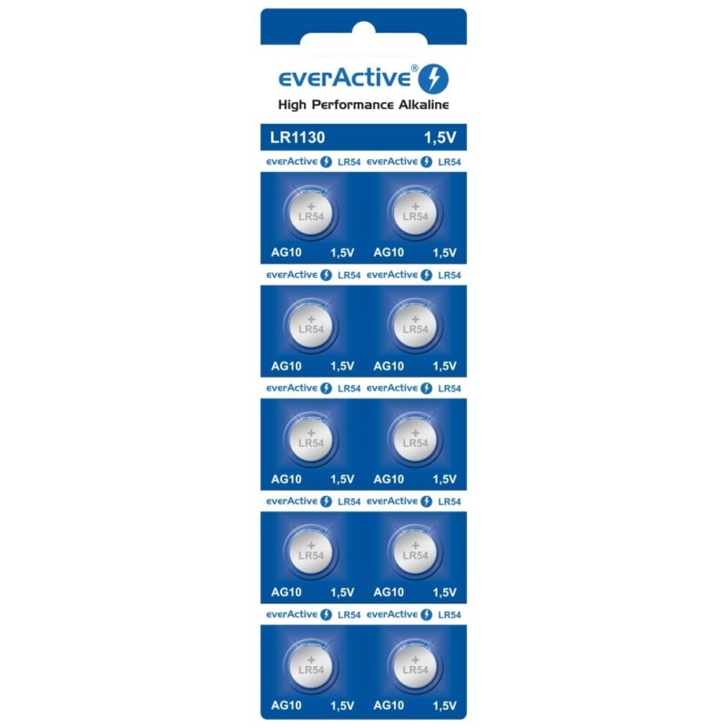 EVERACTIVE BATERIE ALKALICZNE MINI AG10 G10 LR1130 LR54, BLISTER 10 SZT. EVAG10 EVERACTIVE BATERIE ALKALICZNE MINI AG10 G10 LR1130 LR54, BLISTER 10 SZT. EVAG10