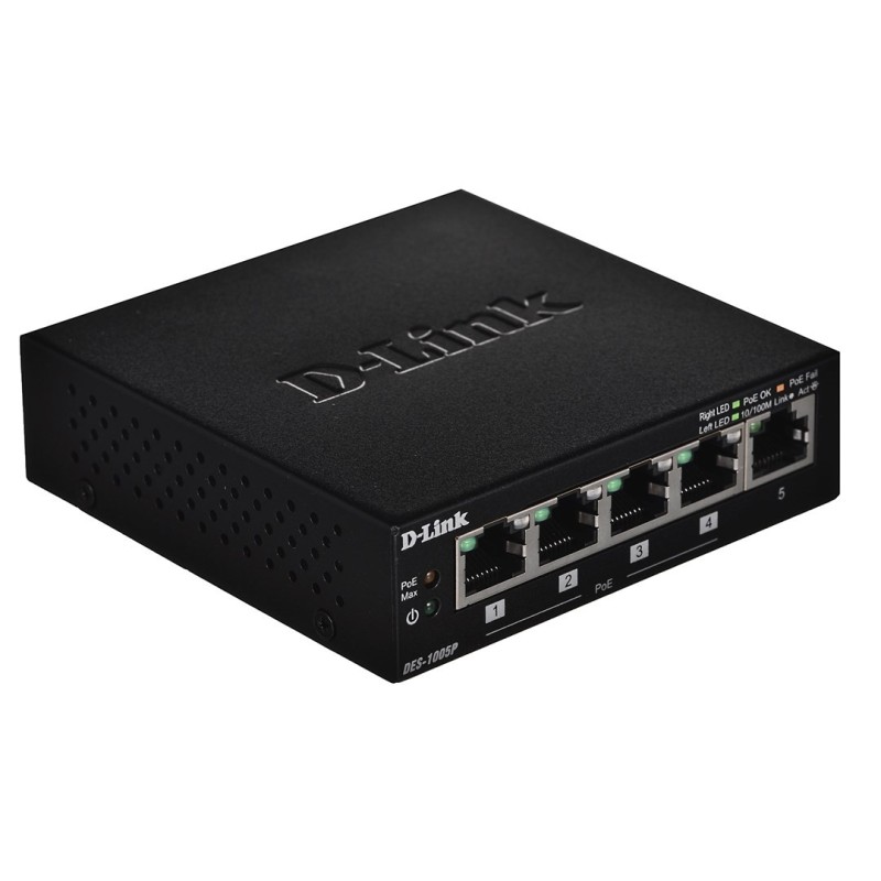 D-Link DES-1005P - Niezarządzany - L2 - Fast Ethernet (10/100) - Pełny dupleks - Power over Ethernet (PoE) D-Link DES-1005P - Niezarządzany - L2 - Fast Ethernet (10/100) - Pełny dupleks - Power over Ethernet (PoE)