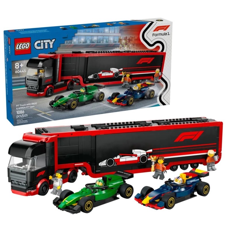 LEGO CITY 60445 F1 Ciężarówka z bolidami RB20 i AMR24 F1 LEGO CITY 60445 F1 Ciężarówka z bolidami RB20 i AMR24 F1