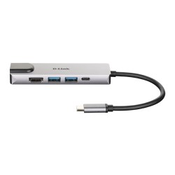 Adapter D-Link DUB-M520 - Przewodowy - Thunderbolt 3 - 60 W - 10,100,1000 Mbit/s - IEEE 802.3 - IEEE 802.3ab - IEEE 802.3az -