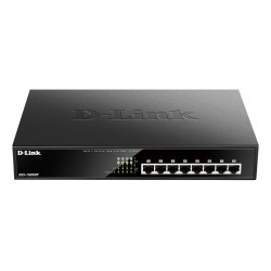D-Link DGS-1008MP łącza sieciowe Nie zarządzany Gigabit Ethernet (10/100/1000) Obsługa PoE 1U Czarny