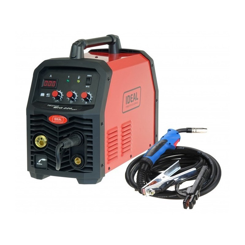 Półautomat spawalniczy MIG/MAG, prąd: 30-220A, moc: 5,5kW, zasilanie: 230V, metoda: FLUX/MIG-MAG/MMA