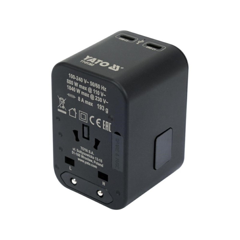 YT.ADAPTER PODRÓŻNY UNIW. USB / USB-C 65W