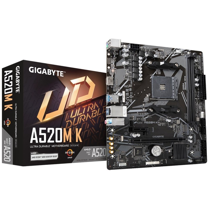 Płyta główna Gigabyte A520M K, chipset AMD A520, gniazdo AM4, 2xDDR4, format mATX Płyta główna Gigabyte A520M K, chipset AMD A520, gniazdo AM4, 2xDDR4, format mATX