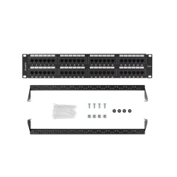 LANBERG PATCH PANEL 48 PORT 2U KAT.6 CZARNY PPU6-2048-B