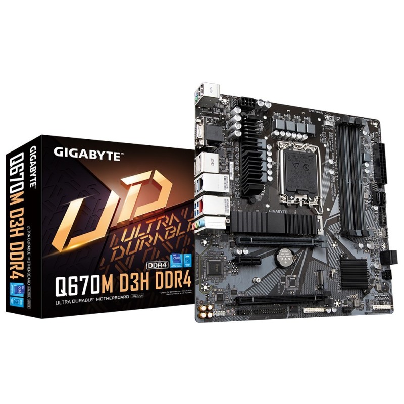 Płyta główna Gigabyte Q670M D3H DDR4 , Intel Q670, LGA1700, 4xDDR4, mATX Płyta główna Gigabyte Q670M D3H DDR4 , Intel Q670, LGA1700, 4xDDR4, mATX