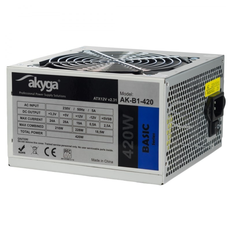 Zasilacz Akyga AK-B1-420 (420 W Pasywne 120 mm) Zasilacz Akyga AK-B1-420 (420 W Pasywne 120 mm)
