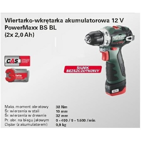 METABO WIERTARKO-WKRĘTARKA 12V 38Nm 2x2,0Ah BS BL 12