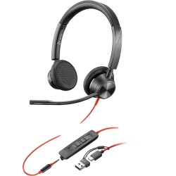 Słuchawki przewodowe POLY Blackwire 3325 Stereo Microsoft Teams Certified USB-C Headset 3.5mm Plug USB-C/A Adapter Przewodowa