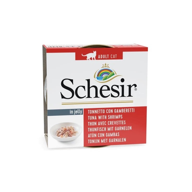 SCHESIR dla kotów Adult w Galarecie Tuńczyk ze Krewetkami 85g SCHESIR dla kotów Adult w Galarecie Tuńczyk ze Krewetkami 85g