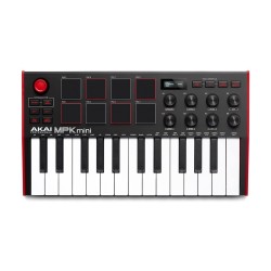 Klawiatura sterująca AKAI MPK Mini MK3 kontroler MIDI USB Czarny, Czerwony