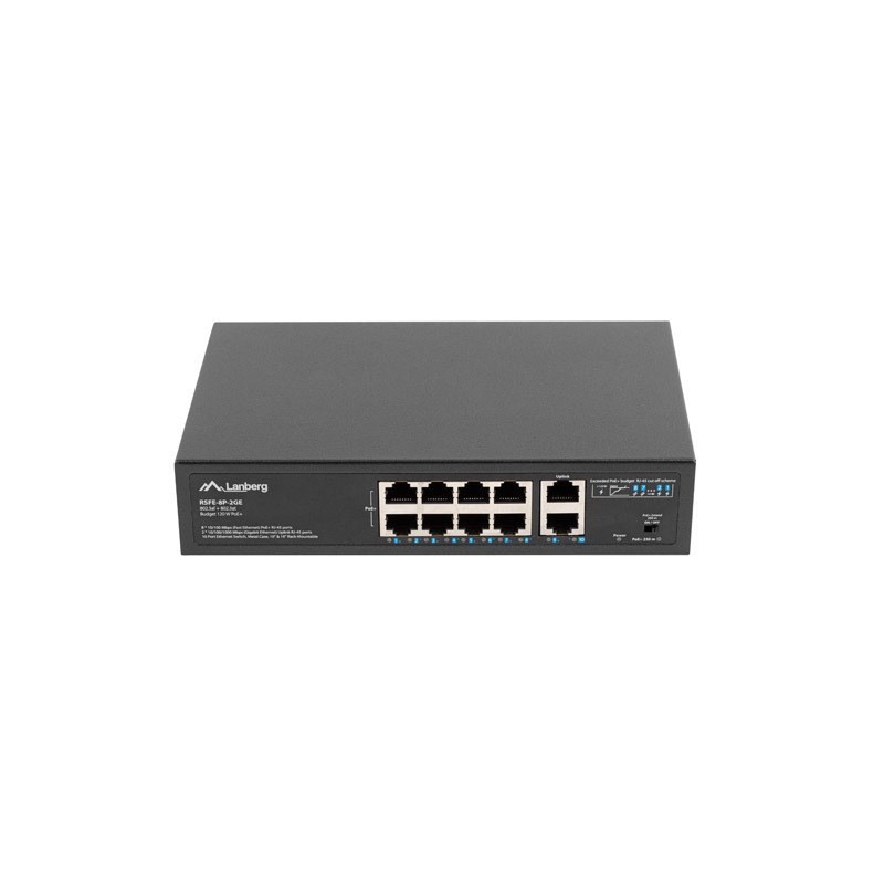 Lanberg Switch PoE+ Rack 10"/19" RSFE-8P-2GE-120 Lanberg Switch PoE+ Rack 10"/19" RSFE-8P-2GE-120
