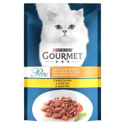 Purina GOURMET Perle Fileciki w sosie z kurczakiem - mokra karma dla kota - saszetka 85 g