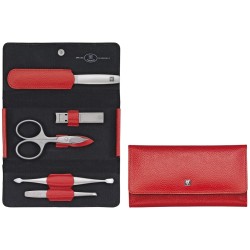 Zestaw podróżny do manicure ZWILLING 97092-002-0 Twinox – czerwone, skórzane etui, 5 elementów