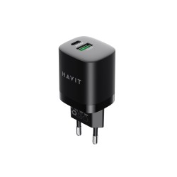 Ładowarka Havit USB-A+USB-C UC30 EU (czarny)