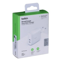 Ładowarka Belkin BoostCharge Dual USB-C PD 3.0 Wall Charger 40W White