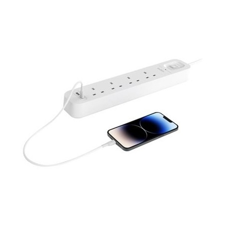 Listwa zasilająca Belkin Power Surge 4-PORT + 1xUSB-A +1xUSB-C 2.4A PD 525J 2m White Schuko