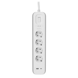 Listwa zasilająca Belkin Power Surge 4-PORT + 1xUSB-A +1xUSB-C 2.4A PD 525J 2m White Schuko