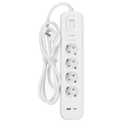 Listwa zasilająca Belkin Power Surge 4-PORT + 1xUSB-A +1xUSB-C 2.4A PD 525J 2m White Schuko