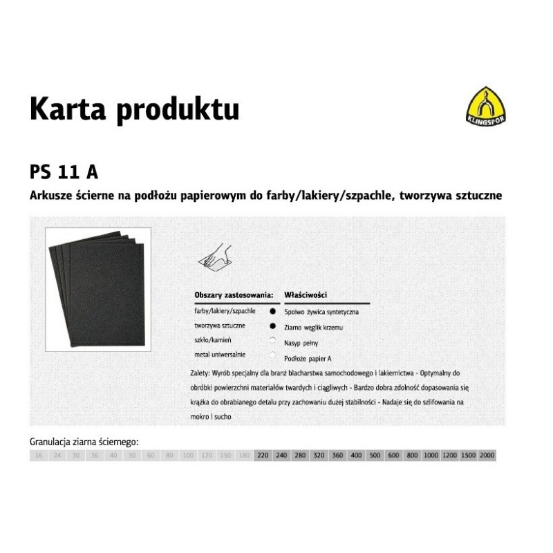 Papier ścierny wodny P1000 PS11A, 50 sztuk Papier ścierny wodny P1000 PS11A, 50 sztuk
