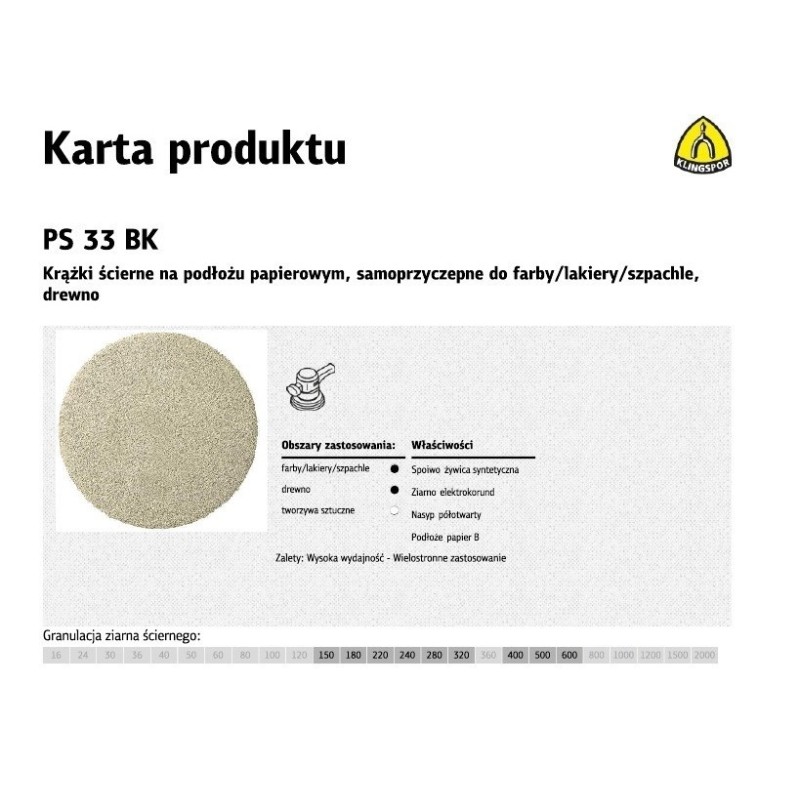 K.KRĄŻEK 225 PS33BK gr.180 /50szt. SZPACHLA