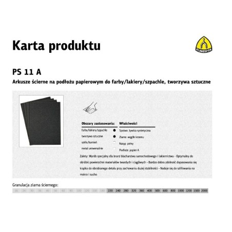 Papier ścierny wodny P 800 PS11A/50 sztuk