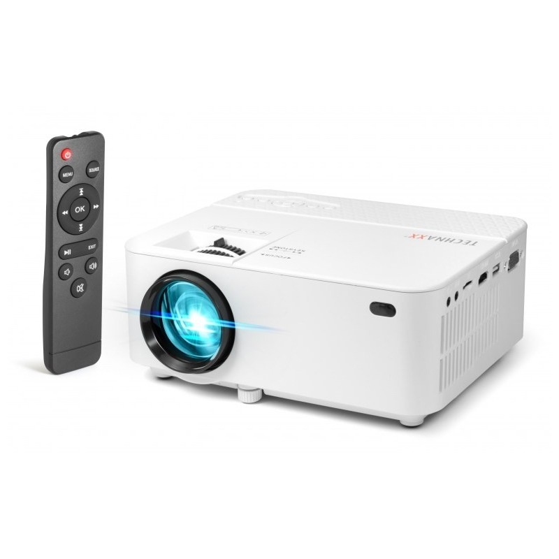 Projektor rzutnik LED + pilot Technaxx 50W, wbudowany głośnik (biały) Projektor rzutnik LED + pilot Technaxx 50W, wbudowany głośnik (biały)