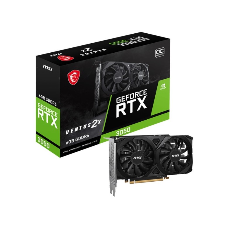 MSI Geforce RTX 3050 VENTUS 2X 6G OC NVIDIA 6 GB GDDR6 MSI Geforce RTX 3050 VENTUS 2X 6G OC NVIDIA 6 GB GDDR6