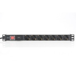 Digitus Listwa zasilająca PDU 19" Rack, 7x gniazdo schuko, 2.0m, 1x wtyk unischuko, 16A, wł./wył., zabezpieczenie przepięciowe,