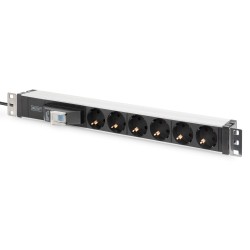 Digitus Listwa zasilająca PDU 19" Rack, 6x schuko, 2.0m, 1x wtyk unischuko, 16A, wyłącznik nadprądowy, profil aluminiowy